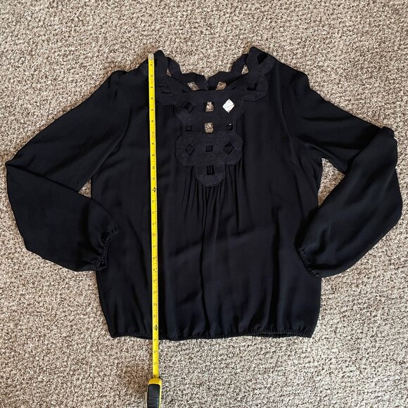 Vintage Size Large Max Studio Specialty Products black blouse with ornate trim - Picture 4 of 11